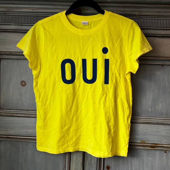 Clare V OUI Yellow Classic Tee Size XS - Picture 1 of 7